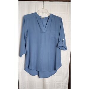 Goo Yoo Women Blue 3/4 Sleeve Blouse‎ L